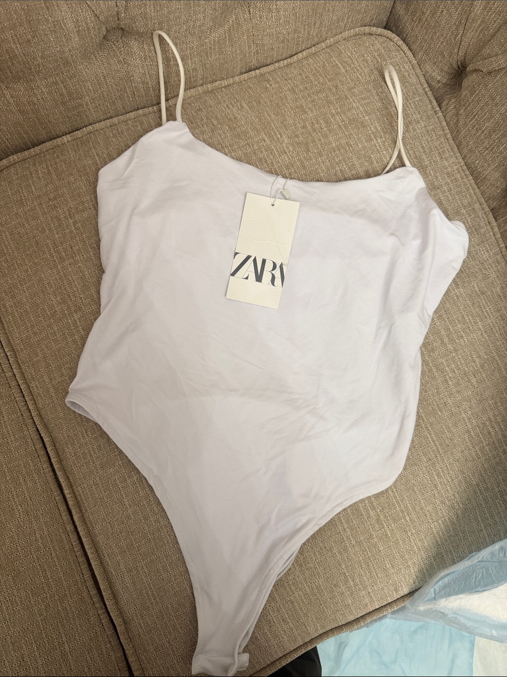 Zara White Slim-Strap Bodysuit